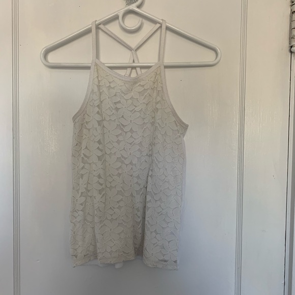 flower detailed white tank top - Picture 1 of 2